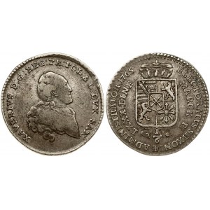 Germany SAXONY 1/6 Thaler 1765 EDC Xaver (1763-1768). Obverse: Armored bust right. Reverse: Crowned arms; value below...