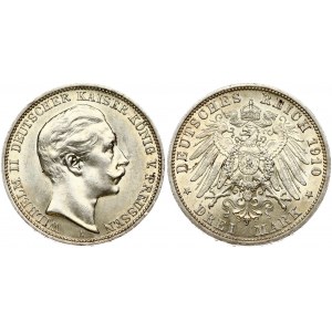 Germany Prussia 3 Mark 1910A Wilhelm II (1888-1918). Obverse: Bust of Wilhelm II facing right. Lettering...