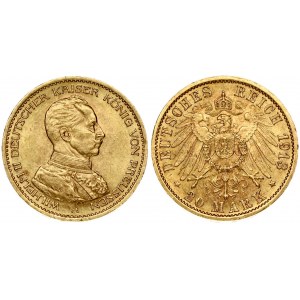 Germany PRUSSIA 20 Mark 1913A Wilhelm II(1888-1918). Obverse: Uniformed bust right. Reverse...