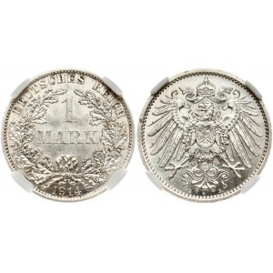 Germany Empire 1 Mark 1914A Wilhelm II(1888-1918). Obverse: Denomination within wreath. Reverse...