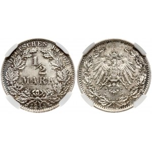 Germany Empire 1/2 Mark 1914A Wilhelm II(1888-1918). Obverse: Denomination within wreath. Reverse...