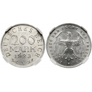 Germany Weimar Republic 200 Mark 1923A Obverse: Denomination above date. Reverse: Eagle. Edge Description: Reeded...