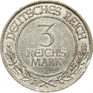 Germany Weimar Republic 3 Reichsmark 1926 A 700 Years of Freedom for Lubeck. Obverse: Denomination within circle...