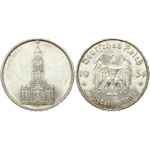 Germany Third Reich 5 Reichsmark 1934J 1st Anniversary - Nazi Rule. Obverse: Eagle divides date; denomination below...