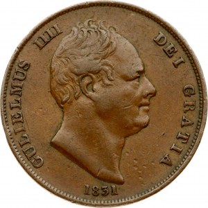 Great Britain 1 Penny 1831 William IV (1830-1837). Obverse: Uncrowned portrait of King William IV right; legend around...