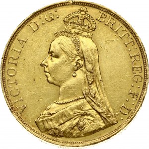 Great Britain 5 Pounds 1887 Victoria(1837-1901). Obverse: Bust left wearing small crown and veil. Averse Legend...