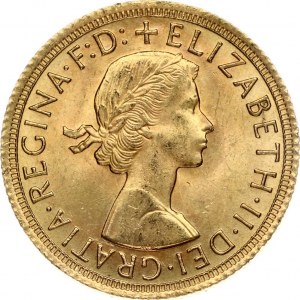 Great Britain 1 Sovereign 1965 Elizabeth II(1952-). Obverse: Laureate bust right. Reverse: St...