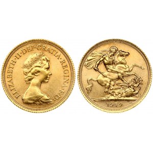 Great Britain 1 Sovereign 1979 Elizabeth II(1952-). Obverse: Young bust right. Reverse: St. George slaying the dragon...
