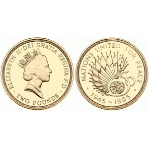 Great Britain 2 Pounds 1995 50th Anniversary - United Nations. Elizabeth II(1952-). Obverse: Crowned head right...