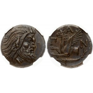 Greece Bosporus Panticapeum AE21 Unit (4th Century BC). Obverse: Bearded head of Silenus (Satyr) right...