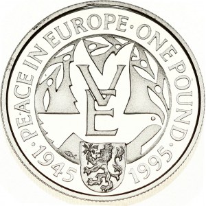 Guernsey Alderney 1 Pound 1995 50th Anniversary of VE Day. Elizabeth II (1952-). Obverse...