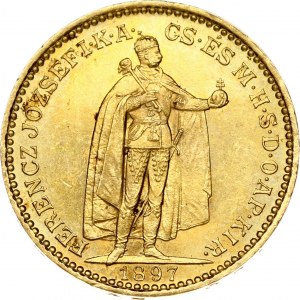 Hungary 20 Korona 1897KB Franz Joseph I(1848-1916). Obverse: Emperor standing. Reverse...