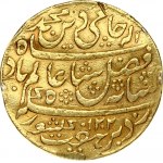 India - British 1 Mohur 1202 (1788) Shah Alam II(1760-1788). Obverse: Persian legend with poetic couplet; AH date below...