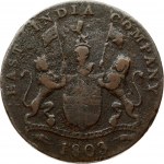 India-British Madras 20 Cash 1803 Obverse: Coat of arms of the East India Company: 2 lions; St George...
