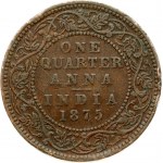 India-British 1/4 Anna 1875 Victoria(1837-1901). Obverse: Crowned bust left. Obverse Legend: VICTORIA QUEEN. Reverse...