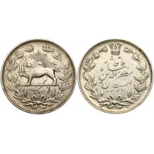 Iran 5000 Dinar 1320 (1902). Mozaffar ad-Din Shah (1896-1907). Obverse: Qajar (Kiani) Crown Oak and Olive leaves...