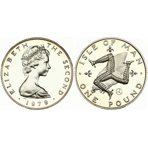 Isle Of Man 1 Pound 1979. Elizabeth II(1952-). Obverse: Young bust right. Reverse: Triskeles flanked by designs. Silver...
