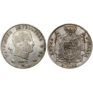 Italy KINGDOM OF NAPOLEON 5 Lire 1812M Napoleon I(1804-1815). Obverse: Head right. Obverse Legend: NAPOLEONE... Reverse...