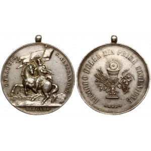 Italy Devotional Medal (19th century) Saint Alexander martyr Bergamo. Riccardo of my first communion. Silver...