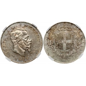 Italy 5 Lire 1871 M BN Vittorio Emanuele II (1861-1878). Obverse: Bust of King Victor Emmanuel II facing right...