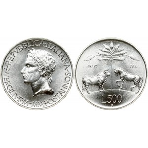 Italy 500 Lire 1981R 2000th Anniversary - Death of Virgil. Obverse: Head left. Reverse: Tree divides cow...