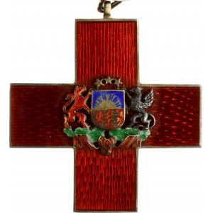 Latvia Red Cross (1918) I Class. An Honour Cross of the Red Cross; I Class; pre WW2. With tape. Weight approx: 45.20 g...