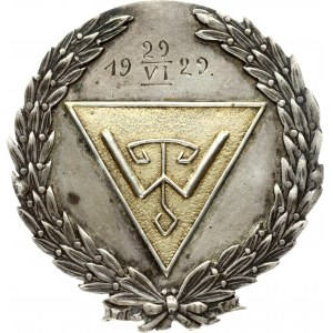 Latvia Sport Badge (1929) 19 VI 29. Silver. Weight approx: 15.85 g. Diameter: 48x45 mm
