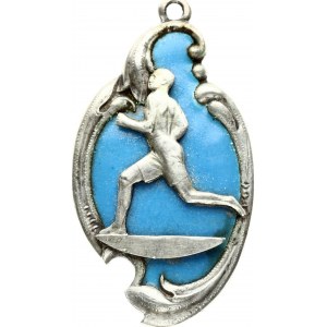 Latvia Sport Badge (1920-1930). Silver. Enamel. Weight approx: 15.29 g. Diameter: 47x26mm