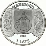Latvia 1 Lats 2002 Hanseatic City of Kuldiga. Obverse: City arms. Reverse: City view and ships. Edge Description...