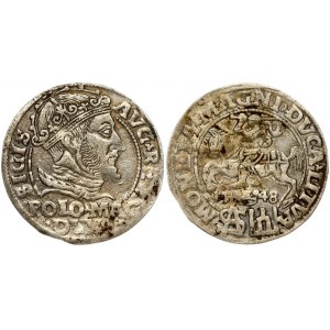 Lithuania 1 Polish Grosz 1548 Vilnius. Sigismund II Augustus (1545-1572). Struck by polish weight standart. Silver...