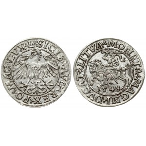 Lithuania 1/2 Grosz 1548 Vilnius. Sigismund II Augustus (1545-1572). Legend ends L/LITVA; arabic 1 in date. Silver...
