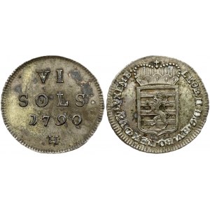 Luxembourg 6 Sols 1790 H Günzburg. Leopold II(1790-1792). Obverse: Crowned arms. Averse Legend...