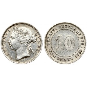 Malaysia Straits Settlements 10 Cents 1898. Victoria (1837-1901). Obverse: Crowned bust facing left. Lettering...