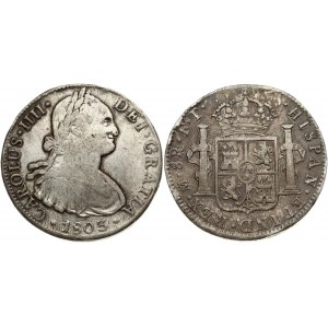 Mexico SPANISH COLONY 8 Reales 1803 FT Charles IV(1788-1808). Obverse: Armored bust of Charles IIII right. Inscription...