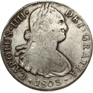 Mexico SPANISH COLONY 8 Reales 1803 FT Charles IV(1788-1808). Obverse: Armored bust of Charles IIII right. Inscription...