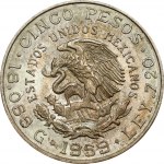 Mexico 5 Pesos 1959 Mo Centennial of Carranza's Birth. Obverse: Eagle with snake in beak standing on cactus. Reverse...