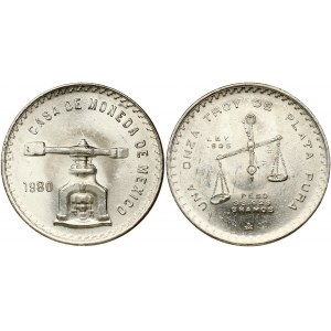Mexico 1 Onza 1980 Mo. Obverse: Coin mint called 'de balancín'; used in Mexico City Mint to make their first coins...