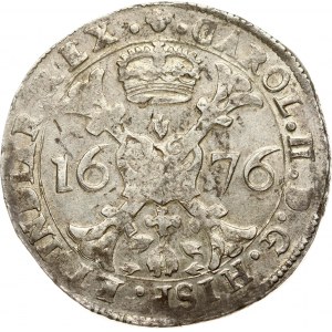 Spanish Netherlands BRABANT 1 Patagon 1676 Brussels. Charles II(1665-1700). Obverse: St. Andrew's cross; crown above...