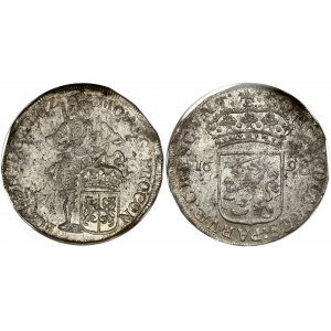 Netherlands GELDERLAND 1 Silver Ducat 1698 Obverse: Knight standing right, crowned lion shield at feet. Reverse...