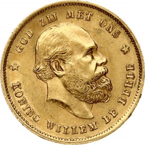 Netherlands 10 Gulden 1876 William III (1849-1890). Obverse: Head right. Obverse Legend: KONING WILLEM DE DERDE ...
