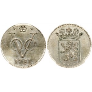 Netherlands East Indies (1/2 Duit) 1 Duit Holland 1761 VOC. Obverse: Crowned Holland arms. Reverse...