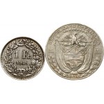 Panama 1/2 Balboa 1930 & Switzerland 1 Franc 1945B Obverse: National coat of arms. Reverse: Armored bust left. Obverse...