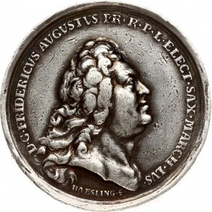 Poland Saxony Accesion Medal 1733 Tribute to the newly elected king and elector August III, by Haesling. Obverse...