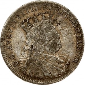 Poland 6 Groszy 1754 EC. August III(1733-1763). Obverse: Large crowned bust right. Reverse: Crowned arms within sprigs...