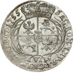 Poland 6 Groszy 1755 EC August III(1733-1763). Obverse: Crowned bust right. Reverse: Crowned; round 4...