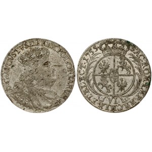 Poland 6 Groszy 1755 EC. August III(1733-1763). Obverse: Large crowned bust right. Reverse: Crowned arms within sprigs...