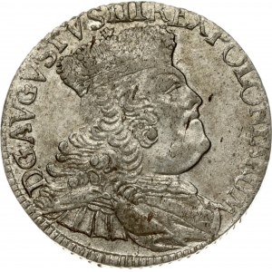 Poland 18 Groszy (Ort) 1756 EC August III(1733-1763). Obverse: Large; crowned bust right. Obverse Legend...