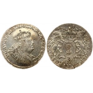 Poland Danzig 30 Groszy 1762 REOE Augustus III (1734-1763). Obverse: Crowned; draped; and cuirassed bust right. Legend...