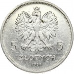 Poland 5 Zlotych 1928 (w) Warsaw Obverse: Crowned eagle with wings open. Reverse: Winged Victory right. Edge Lettering...