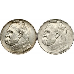 Poland 10 Zlotych 1935 & 1936 Obverse: Eagle with wings open. Reverse: Head of Jozef Pilsudski left. Reeded edge...